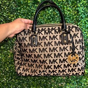 Michael Kors Signature Black and Tan Satchel
